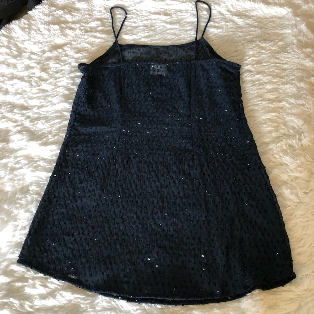 🇺🇸 FREE PEOPLE Navy Blue Tank Top w/Sequins. Size XS